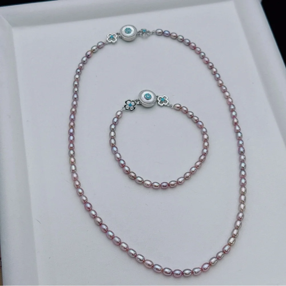 X782 Handmade High Quality Freshwater Baby Pearl Necklace Bracelet Set - Picture 2 of 8